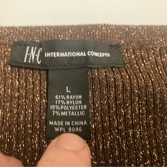 INC Brown Glitter Keyhole Sweater - Picture 3 of 7